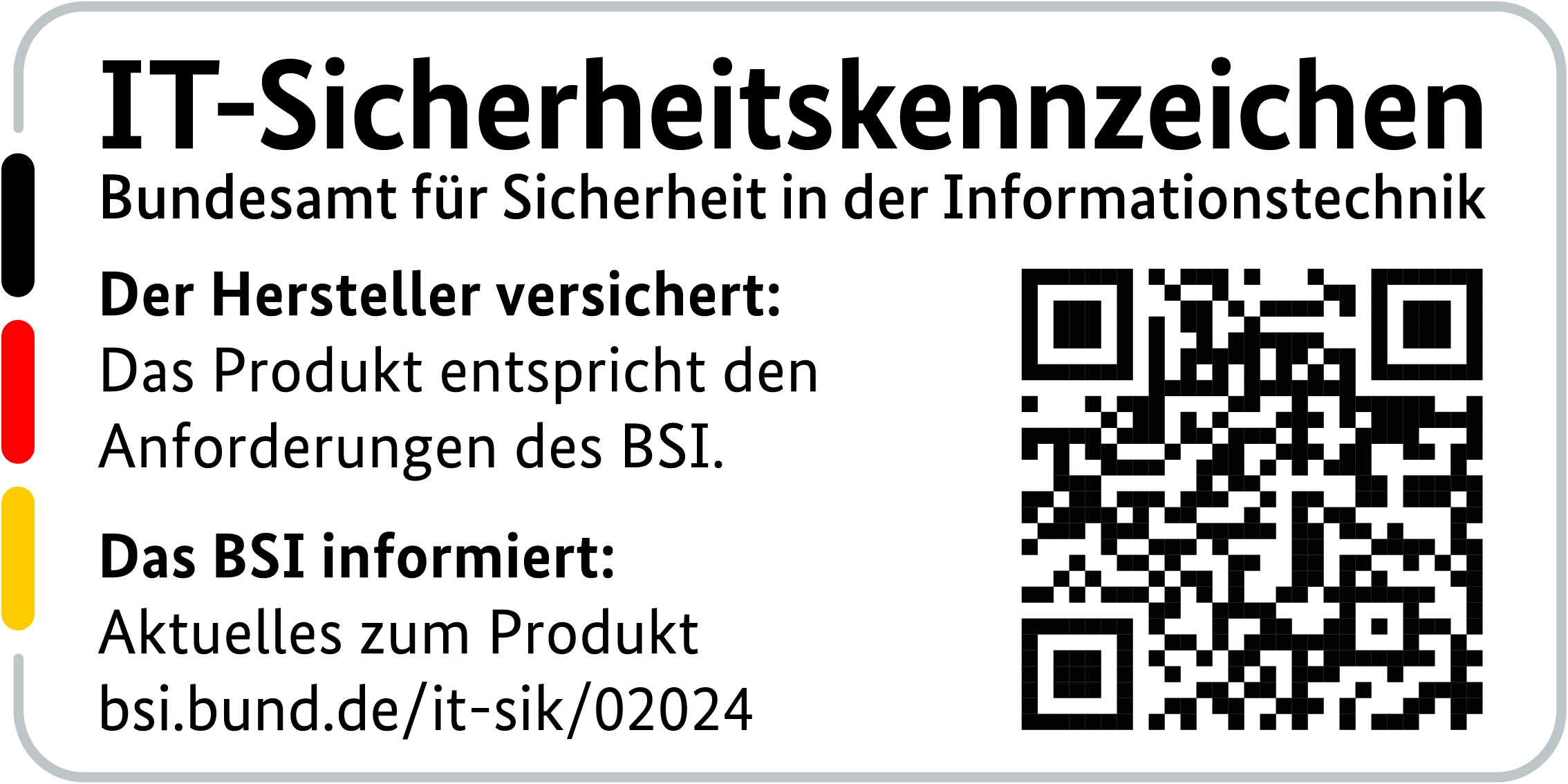 IT-Sicherheitskennzeichen mit QR-Code des BSI für den R&S®LANCOM 750-5G