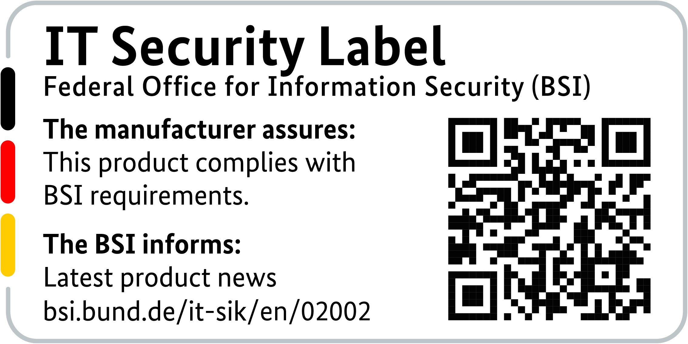 IT Security Label of the BSI with QR code for the LANCOM 883+ VoIP