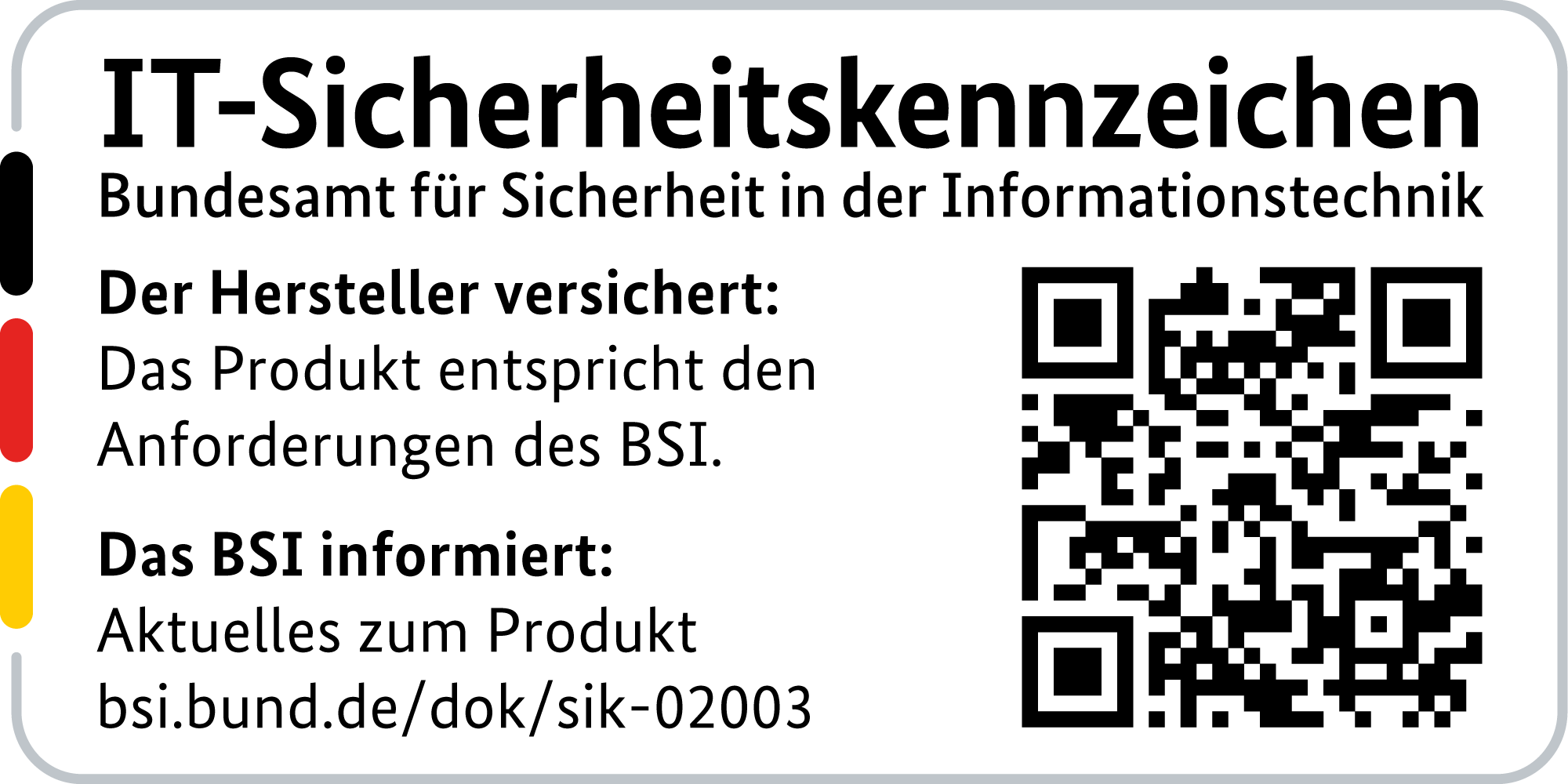 IT-Sicherheitskennzeichen mit QR-Code des BSI für den LANCOM 884 VoIP
