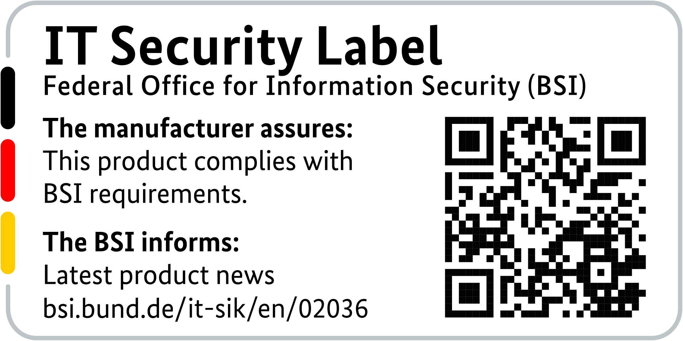 IT security label with QR code of the BSI for the R&S®LANCOM R903