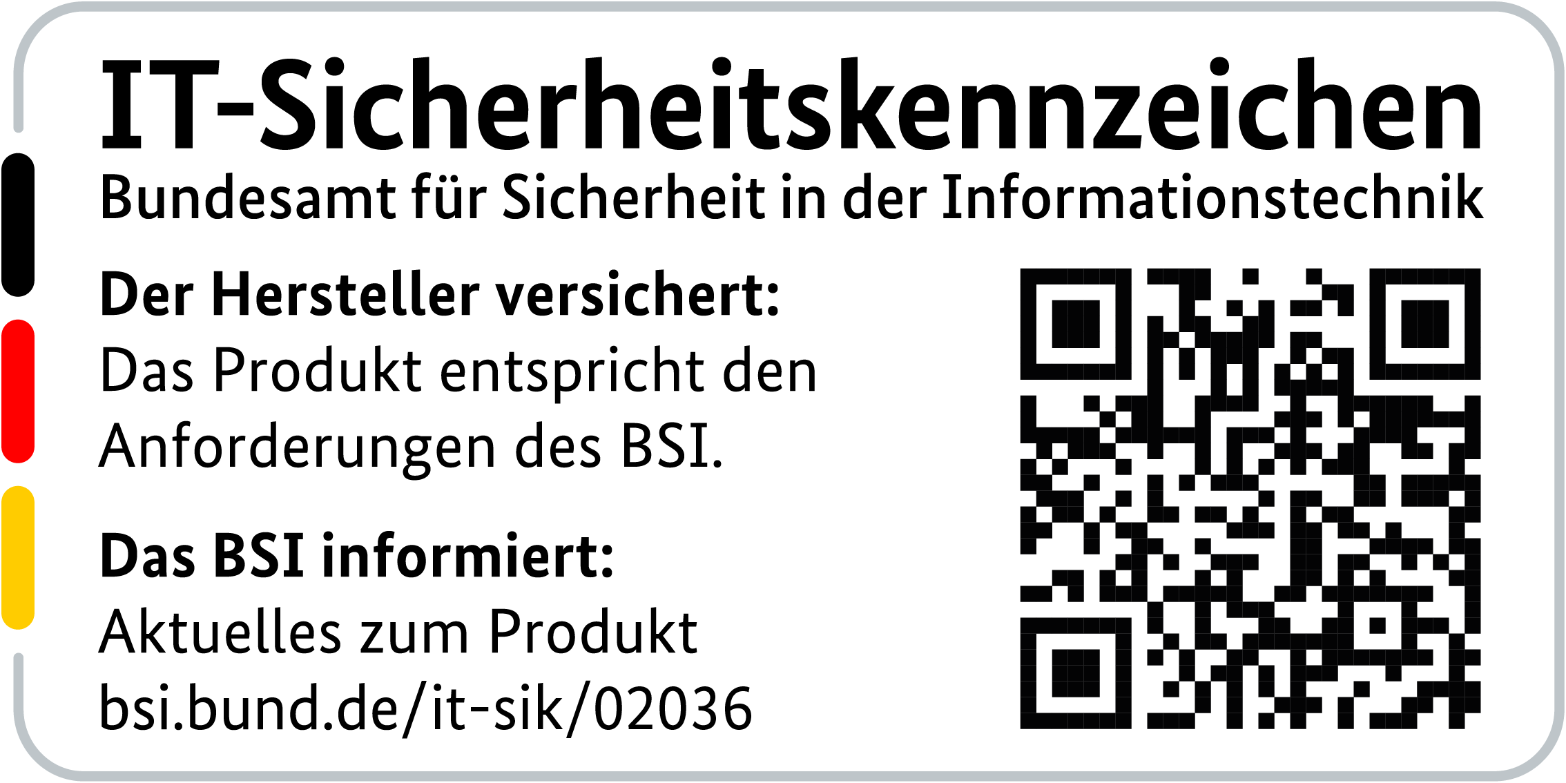 IT-Sicherheitskennzeichen mit QR-Code des BSI für den R&S®LANCOM R903