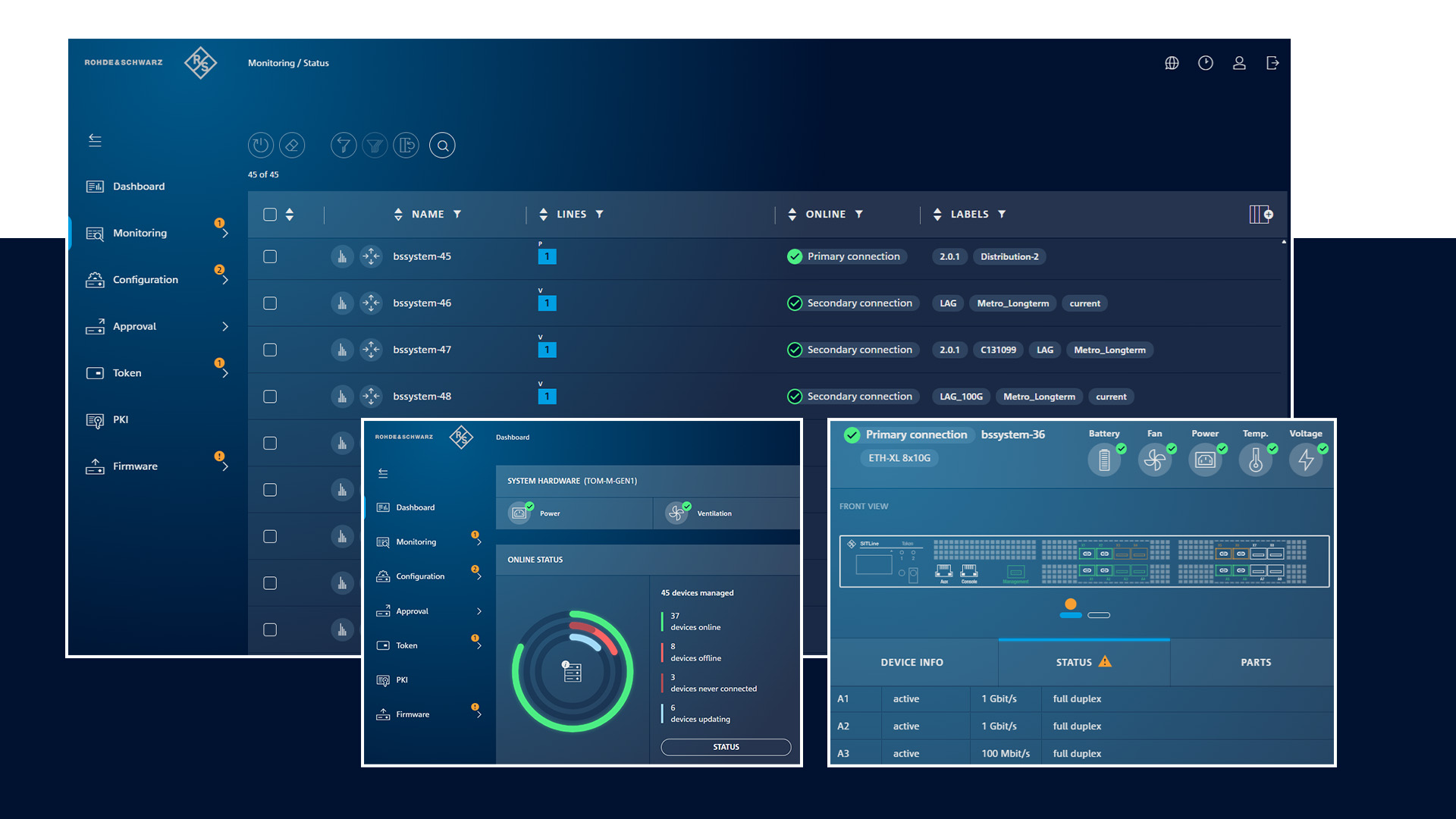 Illustration de captures d’écran de l’interface graphique du R&S®Trusted Objects Manager