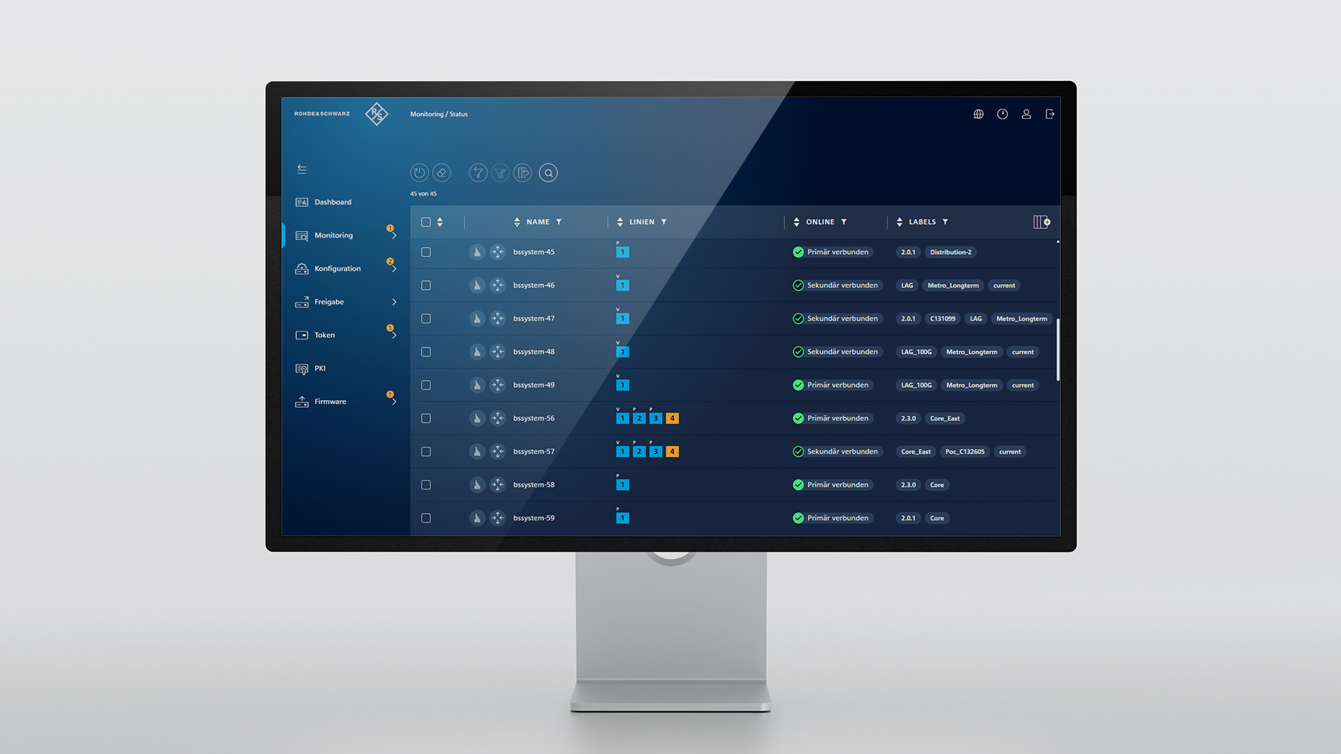 Abbildung Monitor mit Benutzeroberfläche des R&S®Trusted Objects Manager